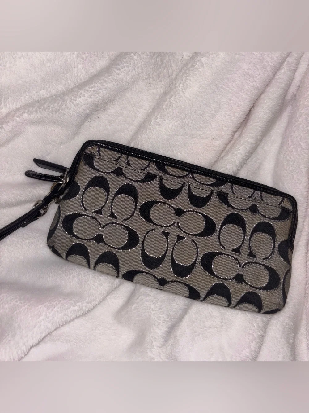 Coach Black and Gray Signature Wristlet